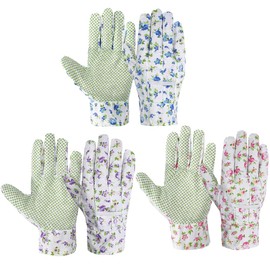 GGUFAY 3 Pairs of Children's Gardening Gloves, Gardening Gloves for Women, Garden Gloves with PVC Beads, Non-Slip Coating Work Gloves, for Tree Pruning, Gardening, Yard Work