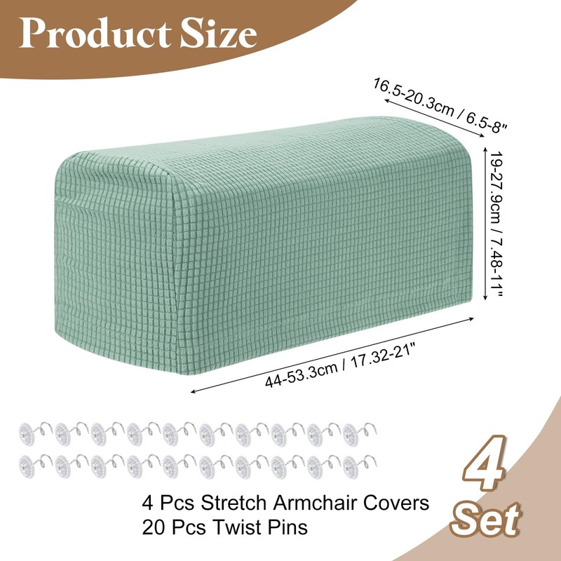 uxcell 4Pcs Stretch Armrest Covers, Polyester Soft Couch Arm Slipcovers