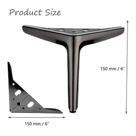 SWTOOL 6 Inch Gun Black Metal Furniture Legs Heavy Duty Triangle Furniture Feet DIY Modern Replacement Legs for Cabinet Sofa Couch Chair-Set of 4