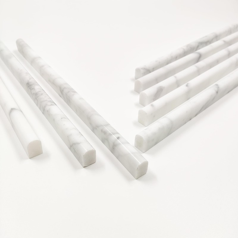 Jusmioke 15 Pack 0.5"X12" Carrara White Marble Pencil Liner Tile,