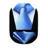 HISDERN Tie Extra Long Plain Light Blue Men's Tie Handkerchief