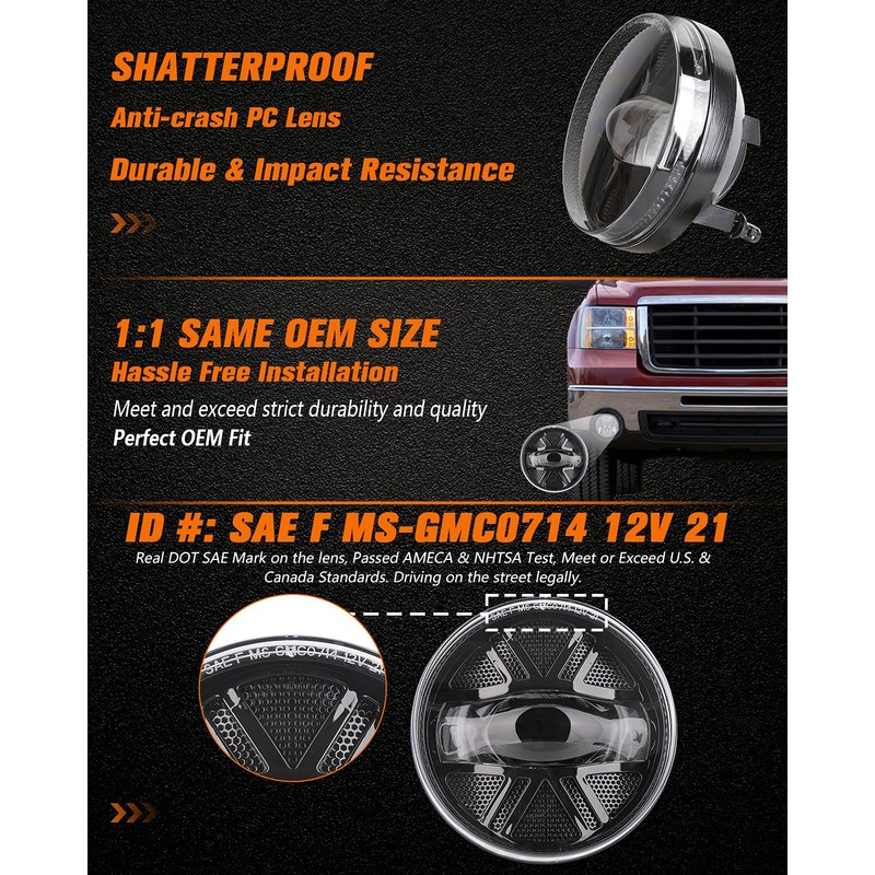 Z-OFFROAD Upgrade LED Fog Lights Compatible with GMC Sierra 1500