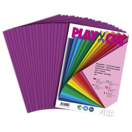 PLAY-CUT Coloured Paper A4 Purple (130 g/m²) | 20 Sheets DIN A4 Paper for Crafts Printing | Thick Printable Craft Paper Set and Printer Paper A4 | Premium Coloured Drawing Paper & Craft Paper
