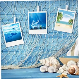 Fishing Net Decor 39x79 Inch Large Cotton Thread Decorative Fishing Net Nautical Mediterranean Style DIY Photo Hanging Display Frame for Home Room Party Decorations-