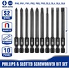 WORKPRO 10pcs Slotted Phillips Screwdriver Bit Set, S2 Steel Magnetic