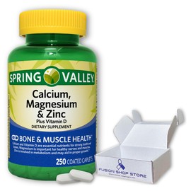 Spring Valley Calcium Magnesium Zinc- Plus Vitamin D3 Coated, 250 caplets(Pack of 1), Boxed by Fusion Shop Store