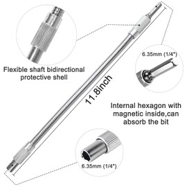 Egaageoi 2 Pcs 105 Degree Right Angle Drill Adapter and 1/4" Hex Shank Flexible Drill Bit Extension - Ideal for Tight Spaces, DIY Projects, Furniture Assembly, Automotive Repairs