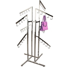 Purse Rack Only Garment Racks Deluxe Handbag Rack – Heavy Duty Commercial Grade Chrome Handbag Rack, 8 Adjustable Height Slant Arms, Perfect for Handbags, Purses, Backpacks and More!