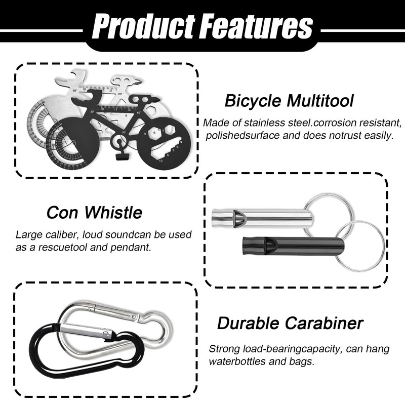 Bicycle Multitool Bicycle Tool with Aluminium Whistles, Pack of 2
