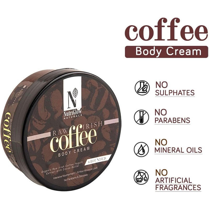 NUTRIGLOW Natural's Raw Irish Coffee Body Cream for Deep Moisturization
