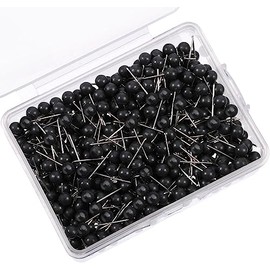 1/8 Inch Small Round Ball Head Decorative Push Pins Map Thumb Tacks for Travel Map Art Picture Photo Canvas Bulletin Cork Board Wall DIY Craft Home School Office Use, 500PCS (Black)