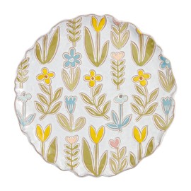 Mud Pie Flower Platter, 12" dia, ASSORTED