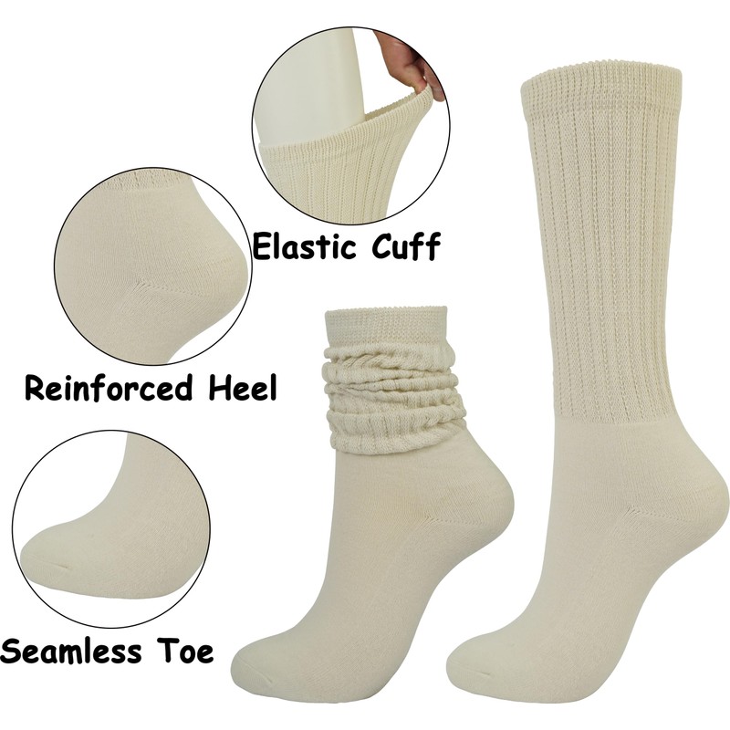 BomKinta Women Crew Slouch Socks - Retro Stylish Scrunch Short