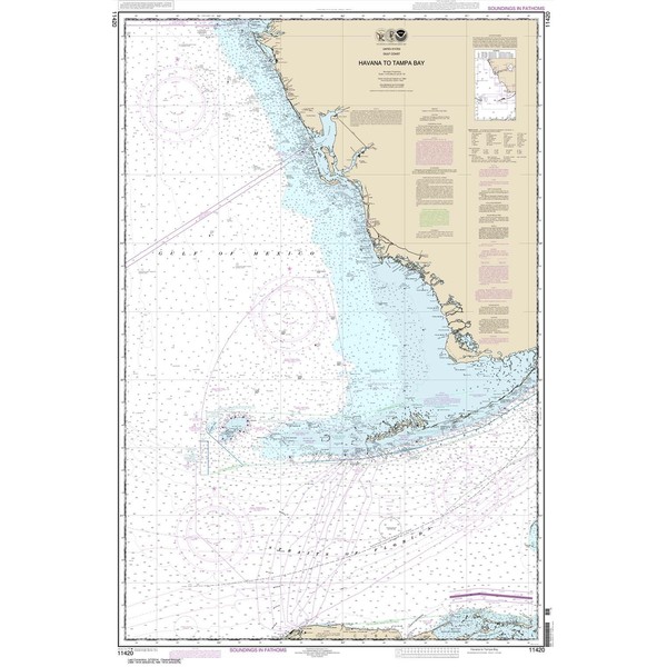 Paradise Cay Publications, Inc. NOAA Chart 11420: Havana to Tampa Bay, 29.9 X 45.2, Traditional Paper