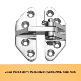 DIALESHU Heavy Duty Long Reach Hinge, Marine Boat Hatch Hinges 316 Stainless Steel, Sturdy Deck Cabinet Door Hinges with Screws (Pack of 2)