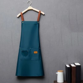 New Fashion Kitchen Aprons for Woman Men Chef Work Apron for Grill Restaurant Bar Shop Cafes Beauty Nails Studios Uniformcolor: Dark Green, size: Onesize