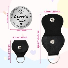 New Parents Decision Coins with Leather Case, Stainless Steel Decision Making Coin, Decision Flip Coin for New Mummy Daddy, Funny Double Side Baby Turn Coin, Commemorative Coin for Decision Making