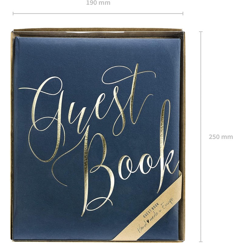 Wedding Guest Book Navy Blue and Gold 20 x 24.5cm