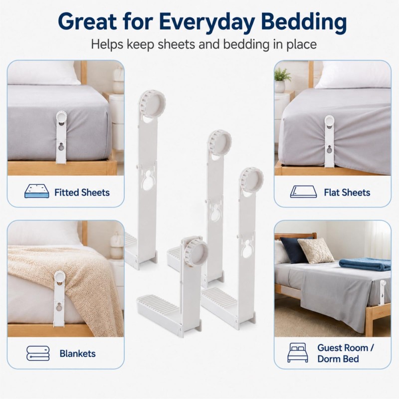 Estate & Co. 4 Pack Adjustable Bed Sheet Holders for
