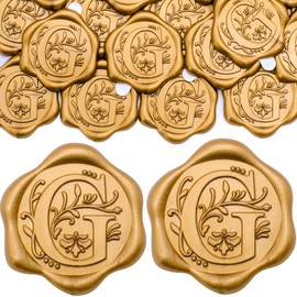SWANGSA 100 Pack Antique Gold Composite Lacquer Wax Seal Stickers, Letter G, Self-Adhesive, Waterproof, for Wedding Invitation, Envelope, Greeting Cards, Gift Wrapping