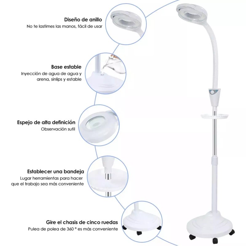 RAOSHIJIEDKES Lámpara Con Lupa 8x Mueble Estética Para Pestañas De