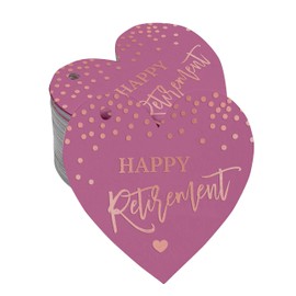Inkdotpot Happy Retirement Bottle Tag Real Rose Gold Foil Favor Hang Tags Pack Of 50