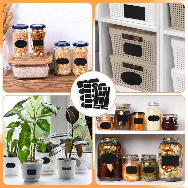 273 Pcs Labels for Jars, Waterproof Reusable Chalkboard Labels for
