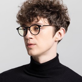 ANYLUV Blue Light Glasses Men, Retro Round Carbon Fiber Eyewear, Lightweight Computer Gaming Glasses for Men, Anti Eyestrain