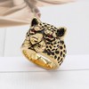 MayiaHey Golden Leopard Head Ring, Hip Hop Leopard Animal Biker