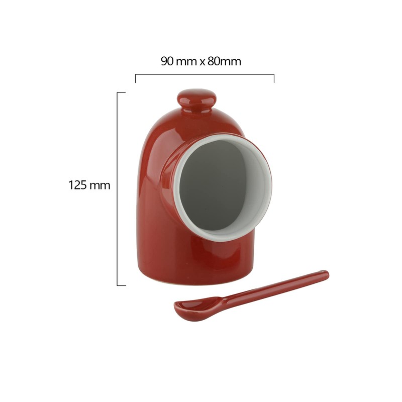 SCOOP! BIA Salt Pig & Spoon Red, 9 x 8