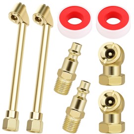 Hromee 8 Pieces Air Chuck Set with Dual Head Tire Chuck, Closed Ball Air Chuck and 1/4 Inch Male Air Plug, Heavy Duty Air Compressor Tire Inflation Tool