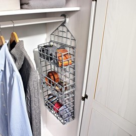 3 PAGEN® Hanging Plastic Organiser - 3 Compartments for Storage - Waterproof and Compact - Use in Kitchen, Bathroom, Wardrobe or Storage Room - Hanging Organiser Grey