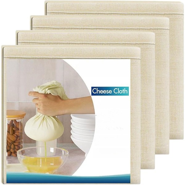 RIBHNXHI 4 PCS Grade 100 Cheesecloth 20x20 Inch Unbleached Cotton