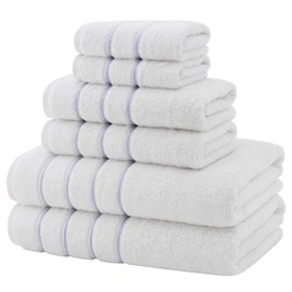 Dorlion Towels 6 Piece White Towel Set, 100% Turkish Cotton Soft Hotel Towels, Quick Dry Turkish Towel Set for Bathroom, Lilac