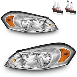 Headlights Assembly W/Bulbs for 2006-2013 Chevy Impala for 14-16 Chevy Impala Limited, 06-07 Chevy Monte Carlo Headlamp Replacement Pair
