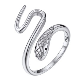 Silvora Damen Ring 925 Sterling Silber Nette Tierform Katze Hund Frosch Schlange Ring Personalisierte Name Gravur mit zarter Verpackung, Sterling Silber, Kein Edelstein