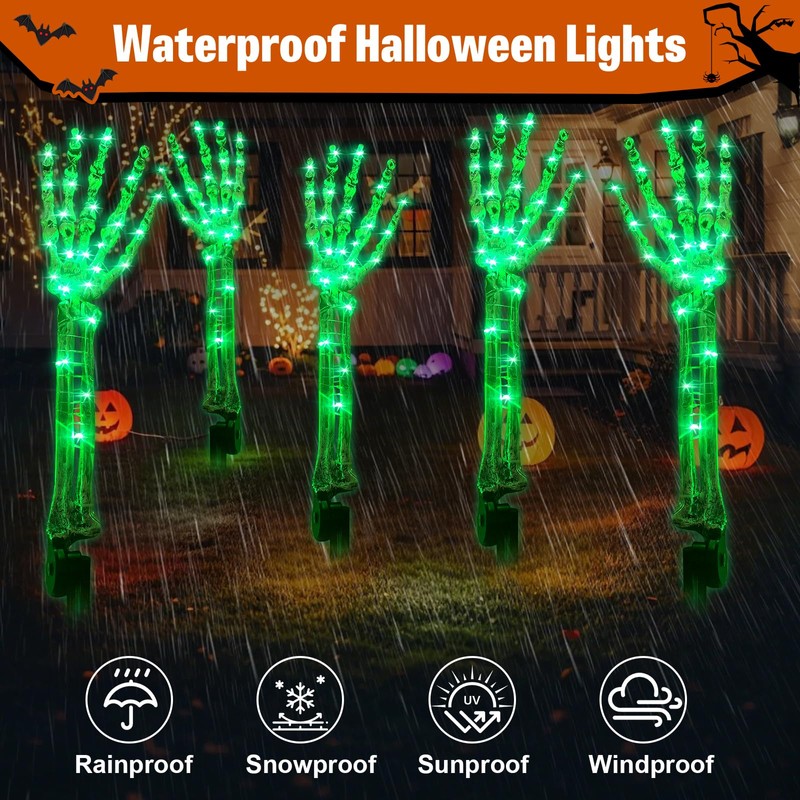 Zhaoray Solar Halloween Decorations,5Pack Skeleton Hands Halloween Pathway Lights -
