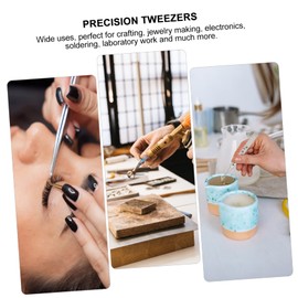 jojofuny 15pcs Precision Tweezers Stainless Steel Tweezers for Electronics and Soldering Curved and Straight Tips for Crafting Jewelry-making and Repair Work