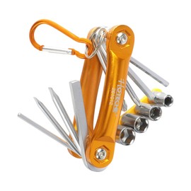 Hoteche 12-Piece Folding Socket and Screwdriver Bit Set – Compact CR-V Tool Kit with Anodized Aluminum Frame | 1/4" Drive Sockets (6-10mm), PH2/PH3, Slotted, Hex, Socket Adapter | Satin Finish