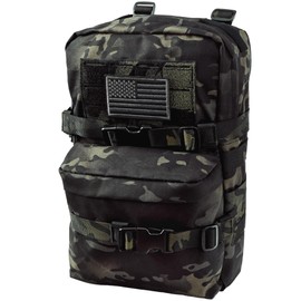 Tactical Mini Molle Hydration Pack,Molle Hydration Carrier with US Flag Nylon Water Resistant,Hydropack 2L Water Bladder for Tactical Vest Backpack(BCP)