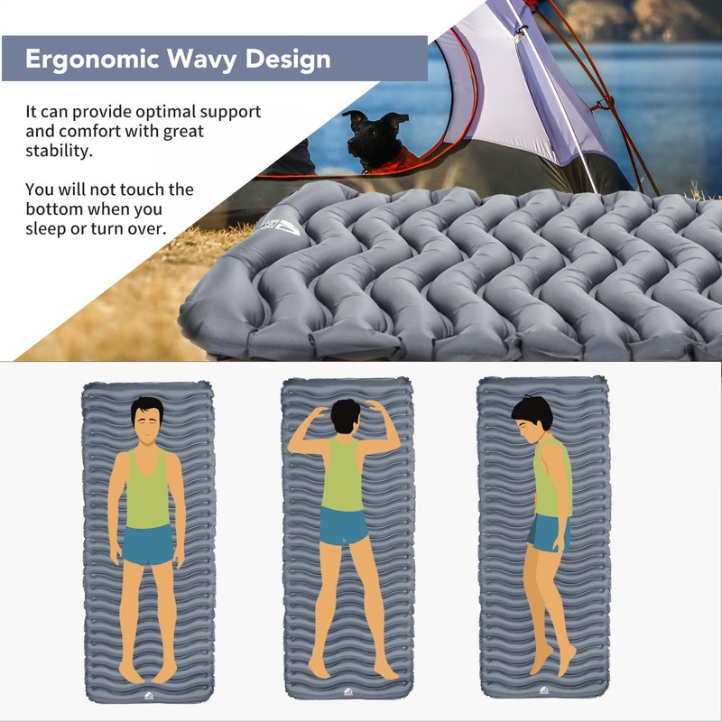Unigear Ultralight Inflatable Sleeping Pad, Compact Air Camping Mat,Lightweight Camping