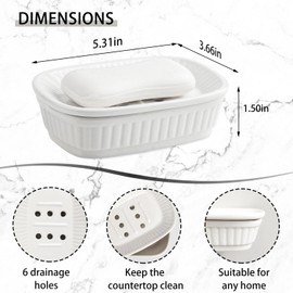 VanEnjoy White Ceramic Soap Dish, Self-Draining Kitchen Sink Soap Holder
