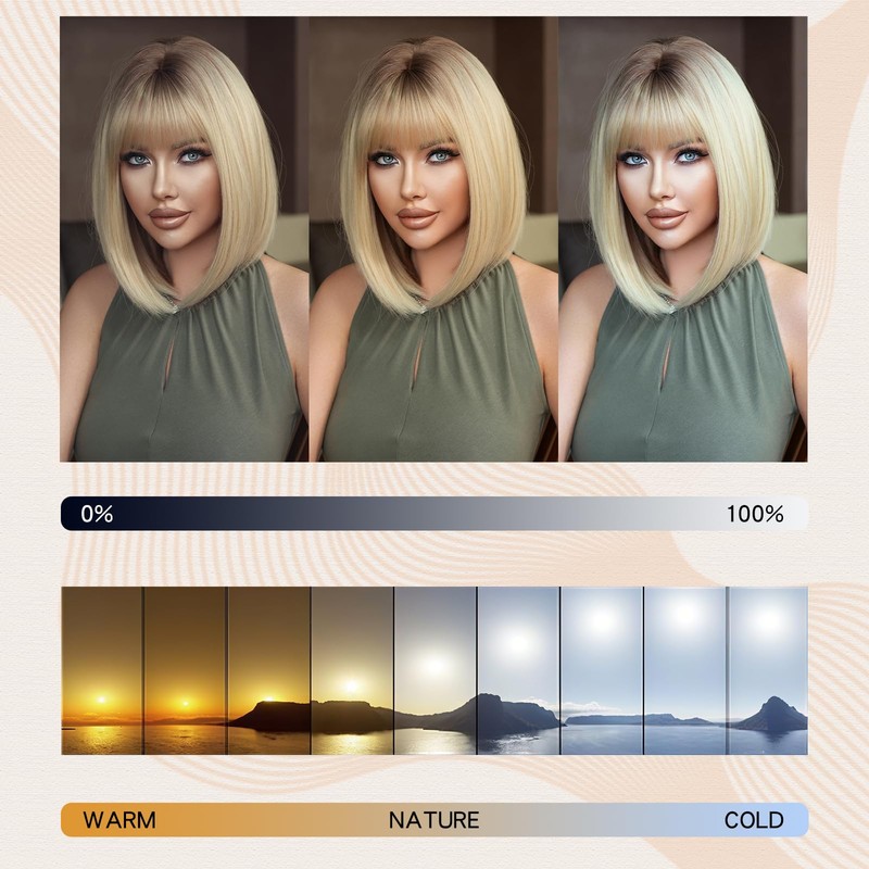 7JHHWIGS 13in Blonde Bob Bangs Wigs Natural Mixed Blonde Heat