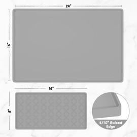 Rnivvi - Alfombrilla de café de silicona, 16 x 24 pulgadas, impermeable, con borde elevado, para accesorios de estación de máquina espresso, almohadilla de secado de platos desmontable, resistente al