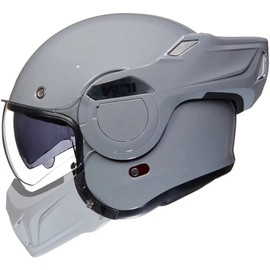 ILM Vintage Full Face Modular Motorcycle Helmet for Adults Men ATV UTV Snowmobile with 180° Reversible Chin Guard DOT ILM-B707(Gray, XL)
