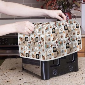 NETILGEN Toaster Cover Kitchen Bakeware Protector Fits for Most Standard 4 Slice Toasters, Keep Toaster Free From Dust Stain Fingerprints Oven Dustproof Cover, Love Coffee Vintage