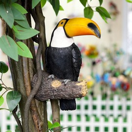 VIRAWA Toucan Tree Hugger Tree Decor Hanging Garden Statue 11.4 Inches High Multicolor Resin Tropical Animal Lawn Exotic Bird Sculpture Tree Decoration for Lawn Porch Yard Patio (Style 1)