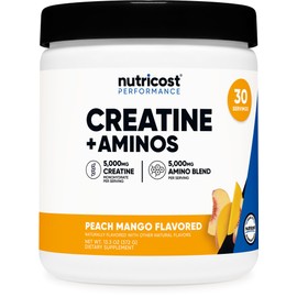 Nutricost Nutricost Creatine + Aminos 30 Servings (Peach Mango Flavored) - 5,000mg Creatine Monohydrate + 5000mg Amino BCAA Blend Per Serving