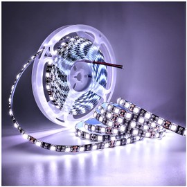 Tesfish 12 V LED Strip Light, White 6000-6500 K 5 m LED Strip Light Black PCB Board 5050 IP65 Waterproof 300 LEDs LED Strip LED Strip LED Light Strip for Bedroom, Kitchen Decoration