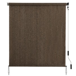 SMONTER Outdoor Sunshade Roller Shade 4'W x 6'H (48" Wx72 H), Exterior Cordless Roll Up Shades Blinds, UV Protection Shade Cloth with Crank Operation for Outside Windows Patio Porch Gazebo, Mocha